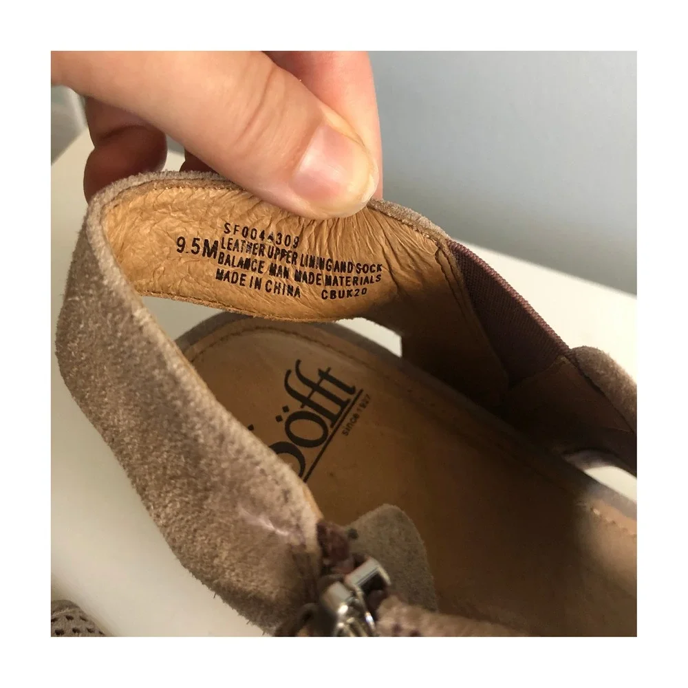 Sofft Womens Shandi Caged Zip Slingback Wedge Sandal Size 9.5M Tan‎ Mauve Summer